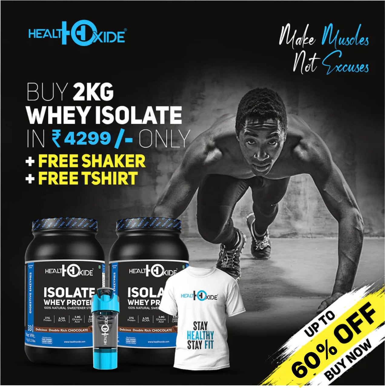 2Kg WHEY ISOLATE with Free Shaker or Free Tshirt